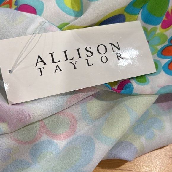 Allison Taylor 100% silk retro floral ruffle tiered skirt multicolor flowers 12 - Picture 8 of 9